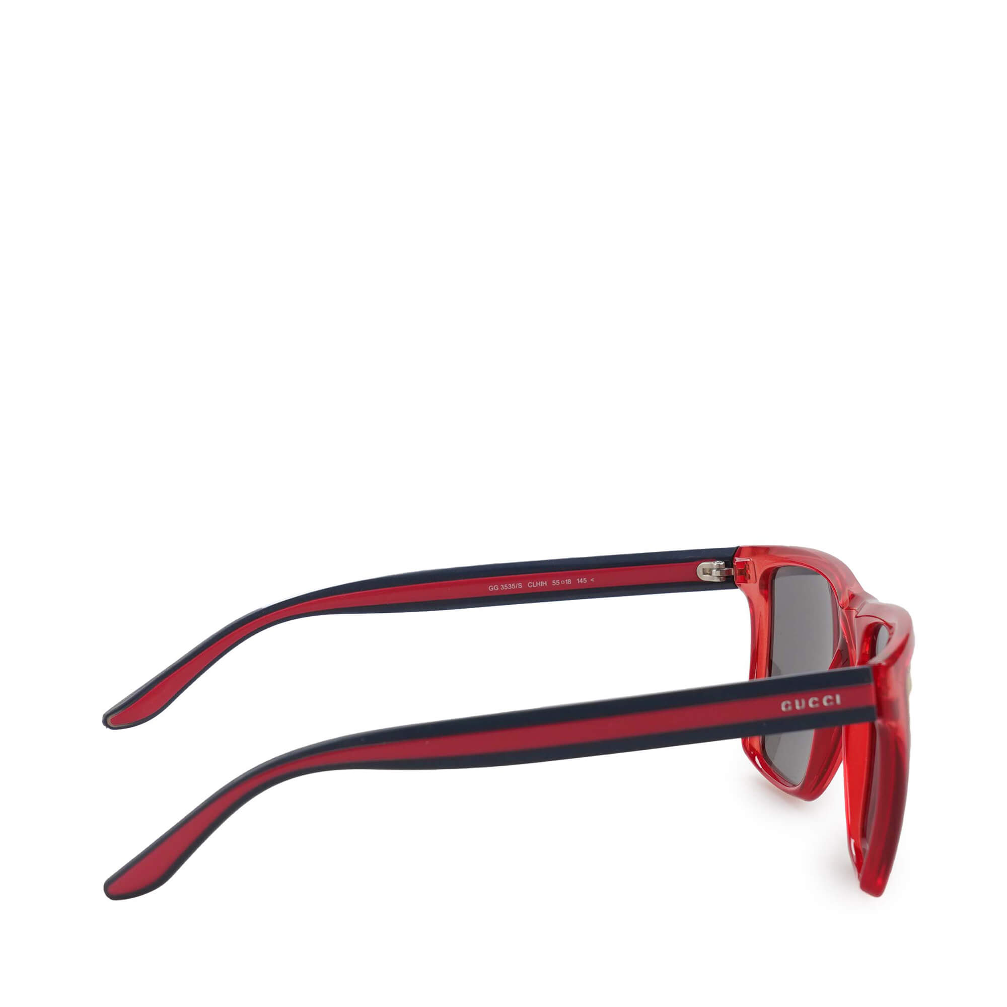 Gucci - Red Square Frame and Black Web Arms Sunglasses 